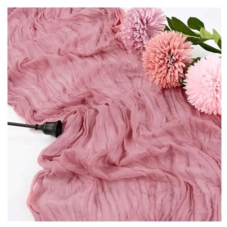 OZLCUA Runner da tavola in Garza 10pcs Voile Cheesecloth Table Runner Semi-Sheer Gauze Dining Table Decoration for Wedding Party,Wedding Arch Draping Fabric Lavabile Tablerunner(Rubber Red)