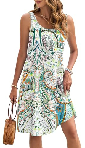 AUSELILY Sleeveless Knee Length Summer Dresses Women UK with Pockets