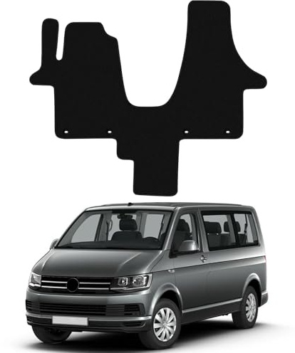 Auto Fußmatten Ersatz für VW T5 Multivan Bus Caravalle 2 Sitzer 2003-2015 | Premium Fussmatten Sitz Vorn Classic Schwarz Auto Teppiche Passform