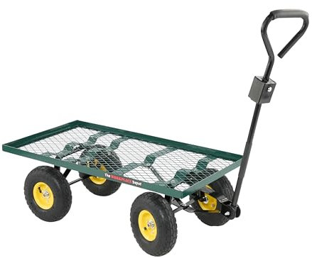 The Workplace Depot Platform Turntable Trolley – Heavy-Duty Steel Frame with 270kg Load Capacity, Pneumatic Wheels & Mesh Base – Ideal for Warehouses, Agriculture & Industrial Use