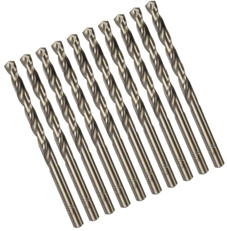 TOP-VIGOR 10Pcs 6.1mm Cobalt Jobber Drill Bits, M35 High Speed Steel HSS Twist Dril Bit Tool with Straight Shank for Drilling Hardened Metal, Stainless Steel, Cast Iron, Wood and Plastic
