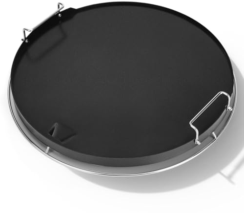 Onlyfire Plancha para Barbacoa de Revestimiento Cerámico Antiadherente, Placa de Parrilla Con Mango Desmontable para Big Green Egg Grande, Kamado Joe Classic, Accesorios para Barbacoas
