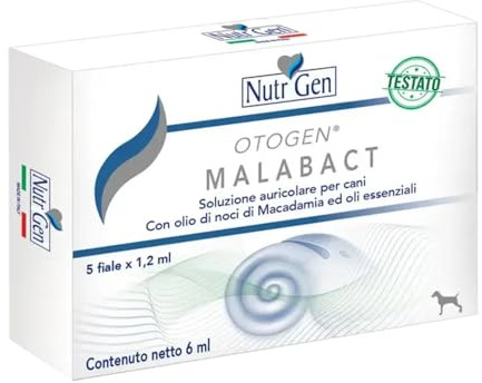 Generico OTO-Gen Mala.bact 5 fiale da 1,2 ml, detergente Auricolare Esterno Che Aiuta a Proteggere la Cute Auricolare e rinforza la Naturale Funzione barriera della Cute dei Cani