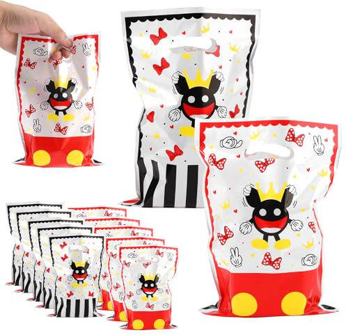 50 Pezzi Sacchetti Regalo di Topolino, Rosso Nero Sacchetti Regalo per Bomboniere per Caramelle Biscotti Snack Tema del Topo dei Cartoni Animati Festa di Compleanno Decorazioni Forniture