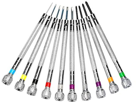 Set di 10 cacciaviti per orologi, per orologi, occhiali e occhiali