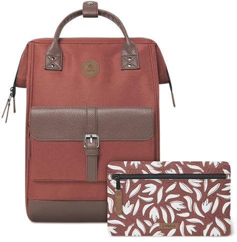 Cabaïa - Adventurer Rucksack San Cristobal Maxi 23L - Wasserabweisend - Laptopfach bis zu 15 Zoll - 2 Vordertaschen - vegan zertifiziert - Rucksack für Reisen und Arbeit, Damen & Herren - Rot