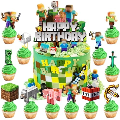 25 Decorazioni per Torte Bambini - Kit Completo con Topper, Cupcake e Accessori per Feste a Tema (Motivi Infantili, Colorati, Riutilizzabili)