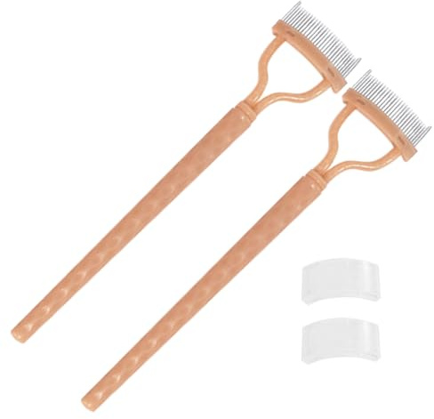 Peine de pestañas de metal, peine de pestañas de ojos - 2 paquetes de dientes de metal cepillo formador de cepillo con cubierta,Herramienta cosmética, suministros de maquillaje, cepillo de cejas,