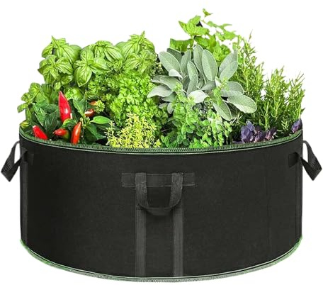 Generisch Pflanzsäcke Für Gemüse | Obst Anbau 200 Liter Gewebetopf Mit Griff | Robuster Wetterfester Gartensack Mit Tragegriff Für Außenbereich Balkon Terrasse Gewächshaus