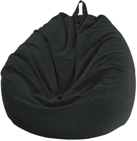 Highdi Bean Bag (No Filler),85x110cm Corduroy Bean Bags Adult, Black BeanBag Chair,Washable Lazy Sofa Soft Comfortable Indoor Outdoor for Garden Living Room Furniture