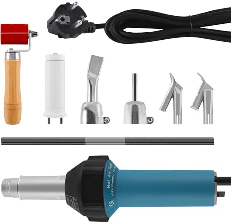 TRY-YEAN Pistola ad aria calda professionale da 1500 W, in plastica, per saldatrice in vinile PE PVC con ugelli a saldatura rapida, asta di plastica, scooter