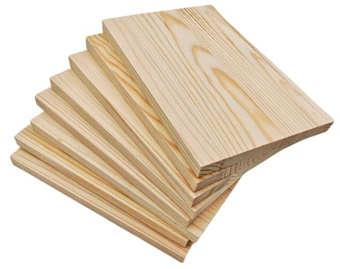 Planches de bois rectangulaires, blocs de bois non peints pour travaux manuels, 15 x 10 x 1 cm, vierges, pour la sculpture, la peinture et le brûlage, lot de 8 pièces