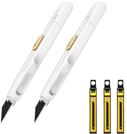 Taglierino, Cutter Professionale, Penna A Forma Rotonda, Design Dell'impugnatura, for Ufficio, Casa, Artigianato, Hobby(White,2)