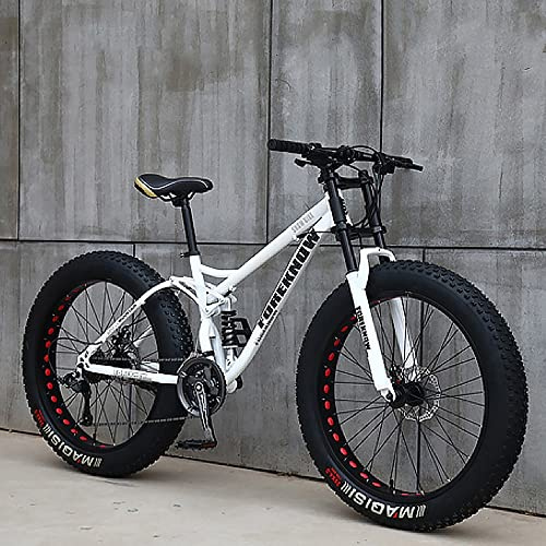Wmmner Mountainbike, 66 cm (26 Zoll), Mountainbike mit dicken Reifen für Erwachsene, Fahrrad mit 27 Gängen, Altah Mde Carbonstahl, Vollfederung, Doppelscheibenbremse, R