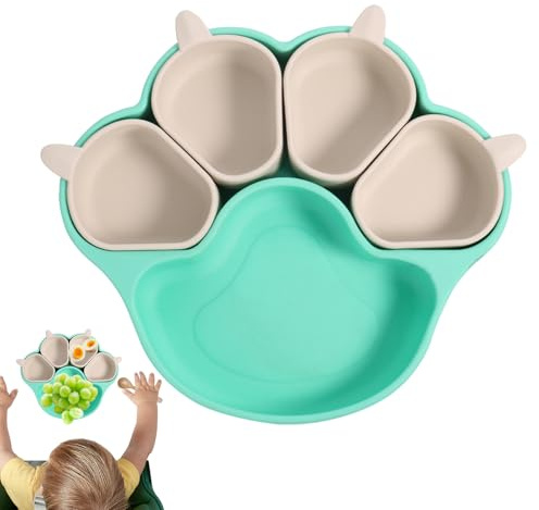 Petits avec ventouses, assiettes en silicone pour tout-petits à griffes de chat - Ventouse pour, assiettes divisées en silicone, plateau divisé