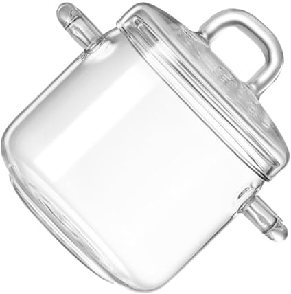 Glass Saucepan 350ml with Lid, Heat Resistant Cooking Pot | Glass Construction, Suitable for Simmering, Boiling and Steaming, Outdoor Cooking and Small Kitchens Random Style
