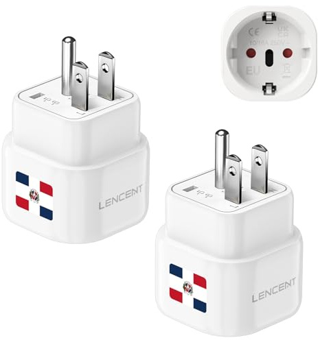 LENCENT 2 Stück Steckdosenadapter Dominikanische Republik Typ B | Reiseadapter Reisesteckdose Reisestecker Steckdose Stecker Adapter Stromadapter