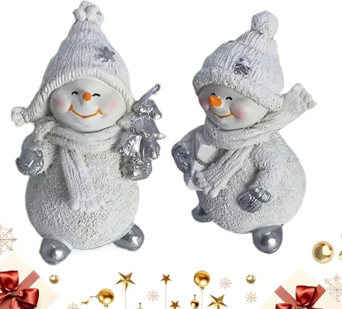 Mxshc Statuine di Pupazzi di Neve - 2 Pezzi Ornamenti Figure - Decorazione A Forma di Pupazzo di Neve - per Casa Vacanze Invernali Tavolo Scrivania Ufficio Scaffale Cucina