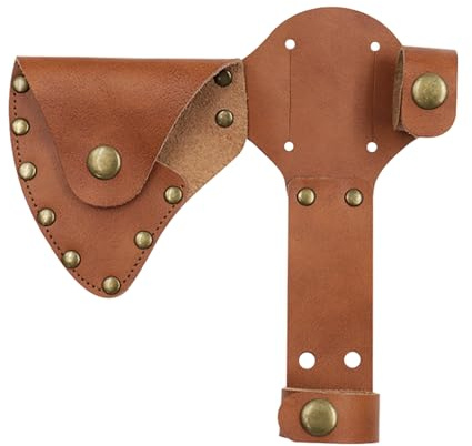 PU Leather Tomahawk Sheath, Durable Hatchet Head Protector Case Portable Hatchet Cover for Protection Handmade Axe Holster for Camping and Outdoor Work (Brown, 1 Pack)