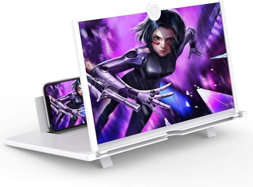 Handy Vergrößerungs Bildschirm 3D HD - Bildschirmlupe für Smartphones Geschenke,3D HD Bildschirm Handy vergrößerung, Anti-Blaulicht, Faltbarer, Handy Lupe für das Ansehen (Weiß-12 Zoll)