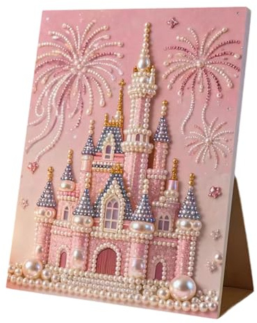 Kit Pittura Perle, 30X40CM Pittura Perle DIY, Kit Artistico Perles Castello 3D Con Strumenti, Fuochi D'artificio Sogno Perles Dipinti Punti Rilievo Artigianato D'Arte, Per Adulti E Principianti