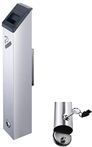 Premium Wall Mounted Ashtray, Wall-Mounted Cigarette Commercial Ashtray, Heavy Duty Lockable Metal Commercial Cigarette Bin, Smoking Shelter for Outdoor,Office,Bars