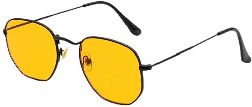 LHSDMOAT Vintage 70s Polygonal Sunglasses for Men Women, Hippie Retro UV400 Tinted Lens Sun Glasses, Classic Hexagonal Shades for Driving, Festivals, Parties, Travel & Outdoor