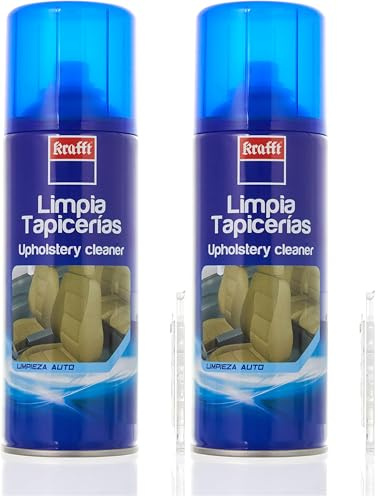 Krafft Limpia Tapicerías Coche Profesional, Espuma Limpieza Coche Interior en Seco, Alfombras y Moquetas 400ml (Paquete de 2)