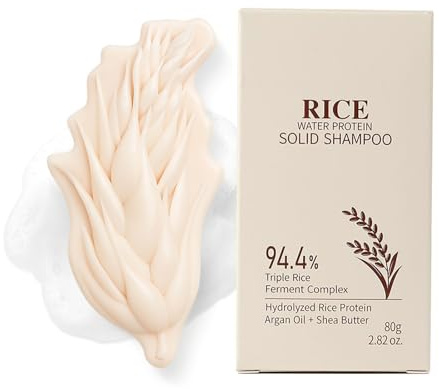 Rice Water Protein Solid Shampoo Bar, Rice Water Shampoo Bar, with 94.4% Triple Rice Ferment Complex, Refreshing Oil-Control Instant Volume Gentle Cleansing Scalp Repair Effortless Healthy Hair, 80g