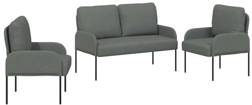 Owoxanthellate 3-teiliges Sofa-Set Moderne Couchgarnitur Dunkelgrau Polstersofa mit Metallbeinen, Kompaktsofa aus Sperrholz für Wohnzimmer, 115 x 56 x 80 cm, 3er Set