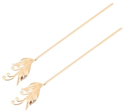 Chinesische Haarnadel aus Kupfer im Vintage Stil, 2 Stück | Haarstäbchen für Frauen, Goldfarbenes Design, für Partys und Alltag, Robust und Angenehm