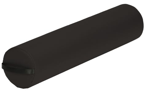 EarthLite Massage Bolster Pillow Full Round – Durable, Easy to Clean 100% PU Upholstery incl. Strap Handle/Professional Quality CFC-Free/Back Pain Relief, Black