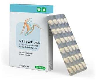 arthrovet plus | Tabletten für Hunde & Katzen | 90 Stück | Grünlippmuschel | cp pharma | Ergänzungsfuttermittel | Zur ernährungsphysiologischen Unterstützung der normalen Gelenk- und Knorpelfunktion