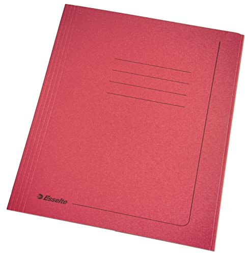 Esselte MANILLA, 25 pezzi Cartelline 3 lembi A4 espandibili, Cartoncino 295 gr, 25 x 35 cm, 100% riciclato - Rosso