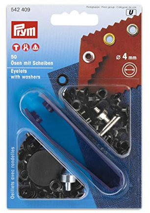 Prym 542409 Ösen und Scheiben Messing 4,0 mm brüniert, metal, 4 mm