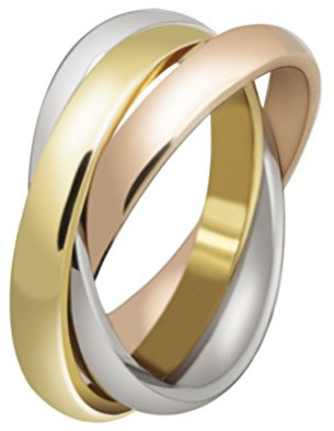 HIJONES Bijoux Femmes Forever Love Série Élégant Tricyclique Tricolore Bague