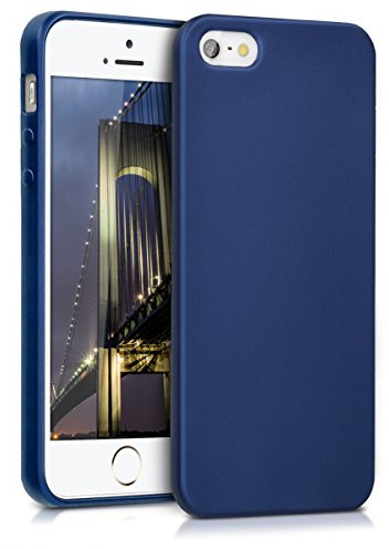 kwmobile Housse Compatible avec Apple iPhone SE (1.Gen 2016) / iPhone 5 / iPhone 5S Coque - Housse de téléphone Protection Souple en TPU - Bleu métallique