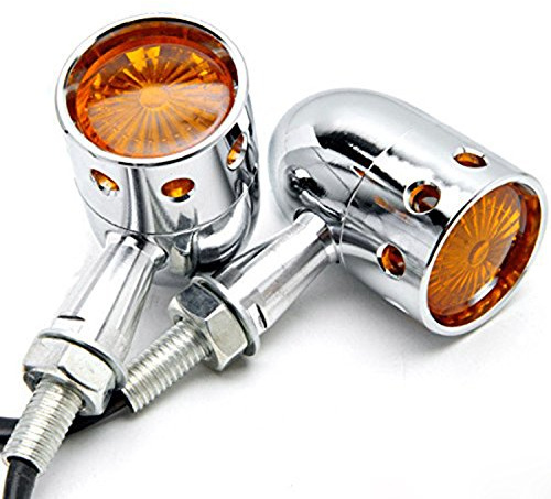 TASWK Motorcycle Turn Signals Blinker Lights Amber Lens for Softail Springer Heritage Classic a Pair (Chrome)