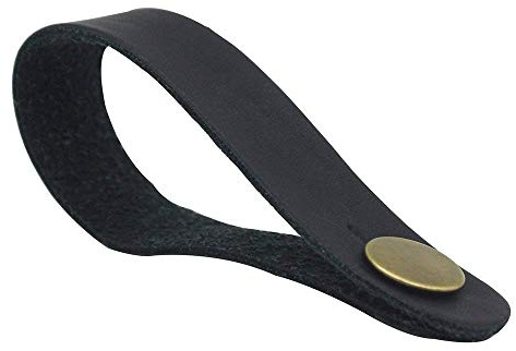 PPX 2 Stück Gitarre Leder Headstock Tie Strap Haken mit Retro Metallknopf Zubehör für Akustik- / E-Gitarren und Ukulele schwarz