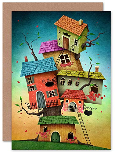 Fine Art Prints Treehouse Illustration Cute Greeting Card With Envelope Inside Premium Quality