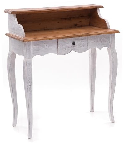 DESIGN DELIGHTS Secrétaire Napoléon Vintage en Bois recyclé Style Shabby Chic 80 x 92 x 40 cm | Couleur: 05 Blanc Naturel
