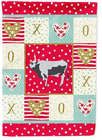 Caroline's Treasures CK5251CHF Ungarische Graue Steppe Kuh Liebe Flagge Segeltuch Hausgröße L mehrfarbig