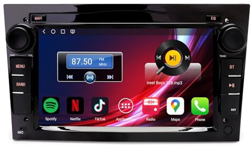 4GB+64GB Android 14 Qualcomm 8 Core Car Stereo for Vauxhall Astra H Corsa D Corsa C Zafira B Vivaro Wireless CarPlay Wifi Bluetooth 5.1 DSP Handsfree Wifi SWC DAB+ GPS SatNav 7 Touchscreen