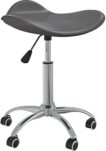 vidaXL Friseur Rollhocker Drehbar Höhenverstellbar Arbeitshocker Friseurhocker Drehhocker Praxishocker Kosmetikhocker Grau Kunstleder