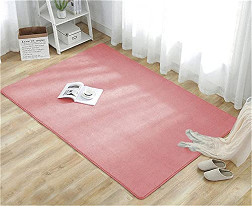 Aoojlo Alfombra de Terciopelo Coral Grueso de Color sólido Calidad Rosa Sol Suave Lavable Antideslizante Grande Rugs Rug Minimalista Moderna Sala De Estar Dormitorio Tatami Gateando Estera -120×140cm