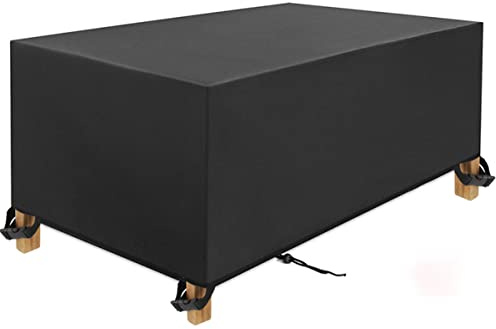 DKHLYB Housse Salon de Jardin,260x100x75cm Table Jardin Rectangulaire, Couverture Protection Meubles ​Bâche Imperméable Anti-UV 420D Tissu Oxford Bache Exterieur, Noir