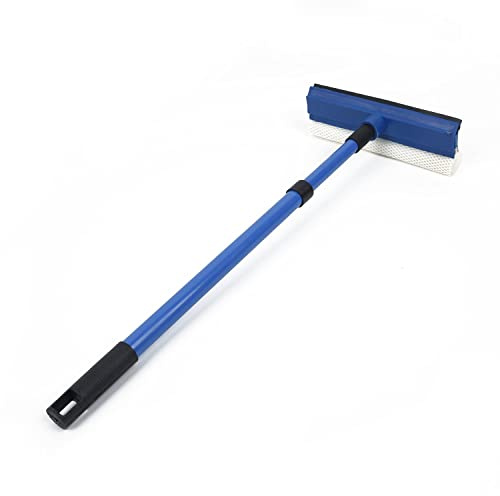 SPORTARC Professional 2 in 1 Window Squeegee, Extendable 75CM Window Cleaning Kit, Glass Squeegee Cleaner Wiper Long Handle Sponge Brush for Window Glass
