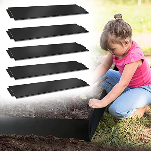 NAIZY Bordure de pelouse en métal 25 m-25 pièces Bordure de Tonte galvanisée 100 x 15 cm la pièce Adaptable Flexible Bordure pour Plantes de Jardin maraîchage Florale, Noir