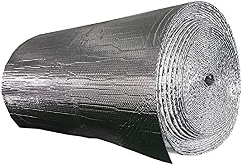 Pealihuy Vapour Barrier And Thermal Insulation Aluminium Foil Membrane, Double Aluminium Bubble Insulation Foil, Self-adhesive Thermal Barrier Vapor Barrier,30m
