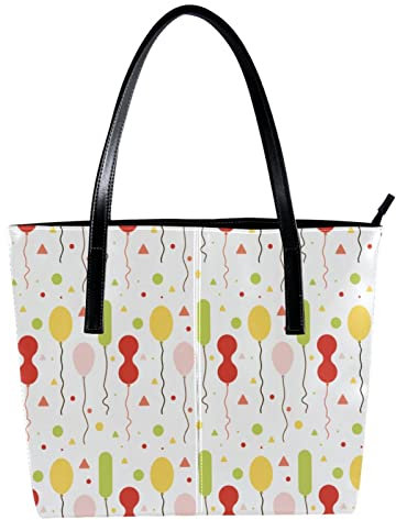 Schultertasche, leicht, lässig, Schultasche, Lehrertasche, Handtasche, Geldbörse, kostenlose bunte Luftballons, Muster-01, Mehrfarbig